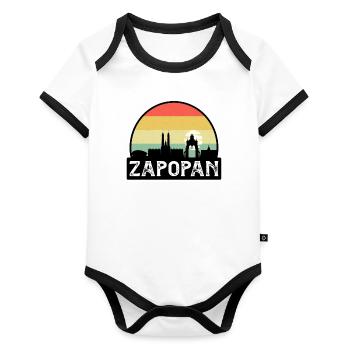 Zapopan Mexique Flag Skyline Souvenir de voyage - Body Bébé bio contrasté manches courtes - blanc/noir  - Devant