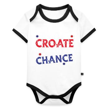 Croate Croatie Europe Cadeau Pays Humour Dubrovnik - Body Bébé bio contrasté manches courtes - blanc/noir  - Devant