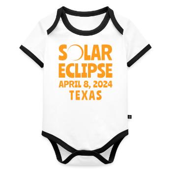 Solar Eclipse 2024 Texas - Organic Baby Contrasting Bodysuit - white/black  - Front