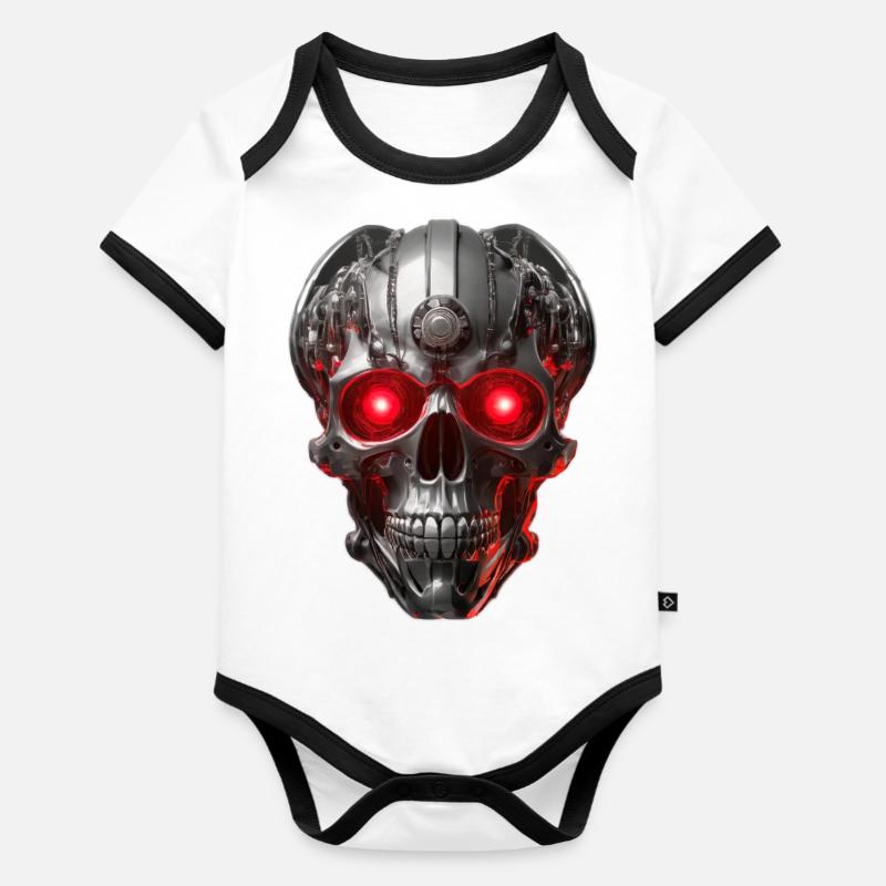 Cyborg - Body Bébé bio contrasté manches courtes - blanc/noir