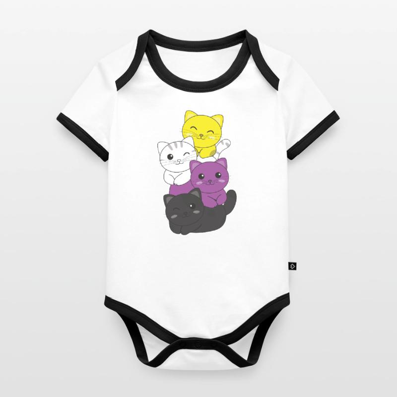 Nonbinary Flag Non Binary Pride LGBTQ Cute Cat Organic Baby Contrasting Bodysuit