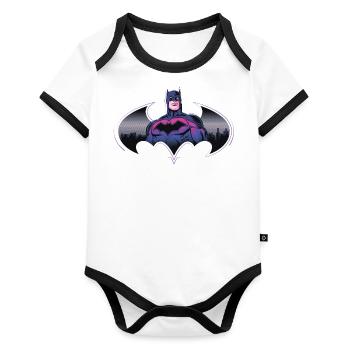 Batman Cool Design With Logo And Pink Suit - Organic Baby Contrasting Bodysuit - white/black  - Front