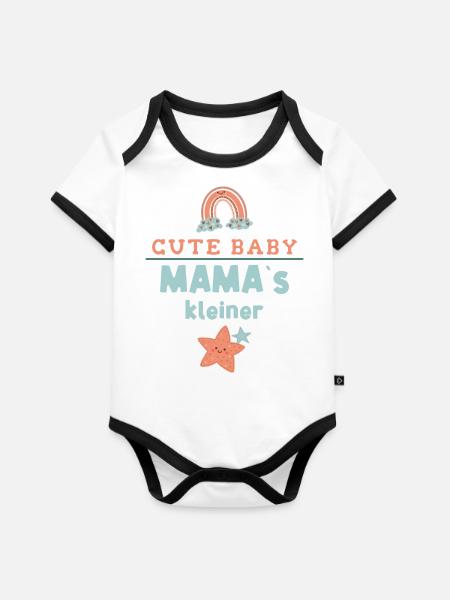 Werdende Mama - Baby Bio-Kurzarm-Kontrastbody - Weiß/Schwarz