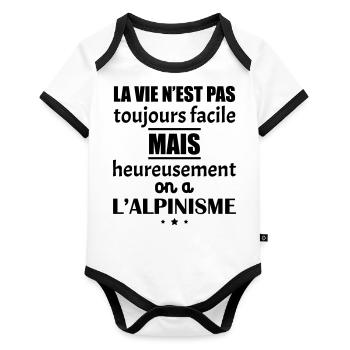 La vie n est pas toujours facile alpinisme, noël - Body Bébé bio contrasté manches courtes - blanc/noir  - Devant
