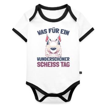 Bull Terriers, please keep your mouth shut - Organic Baby Contrasting Bodysuit - white/black  - Front