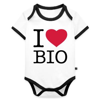 J’ADORE BIO - Body Bébé bio contrasté manches courtes - blanc/noir  - Devant