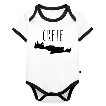 crete - Body Bébé bio contrasté manches courtes - blanc/noir  - Devant