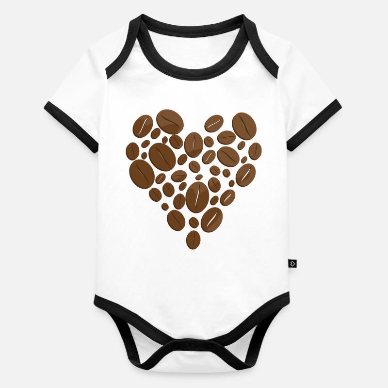 café - Body Bébé bio contrasté manches courtes - blanc/noir 