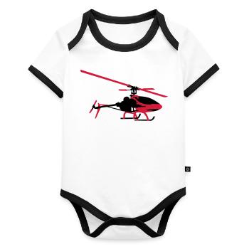 helicopter model - Organic Baby Contrasting Bodysuit - white/black  - Front