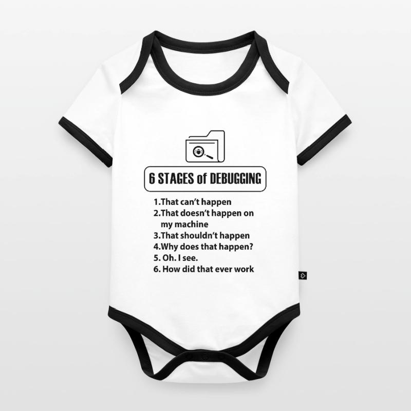 Cadeaux Programmeur Nerd Bug Developer Body Bébé bio contrasté manches courtes