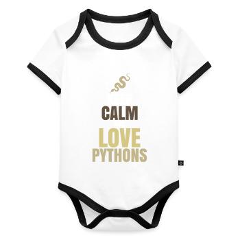 python - Organic Baby Contrasting Bodysuit - white/black  - Front