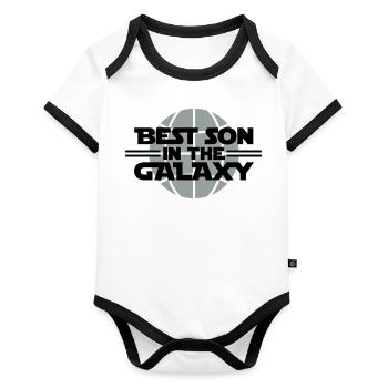Best Son In The Galaxy - Organic Baby Contrasting Bodysuit - white/black  - Front