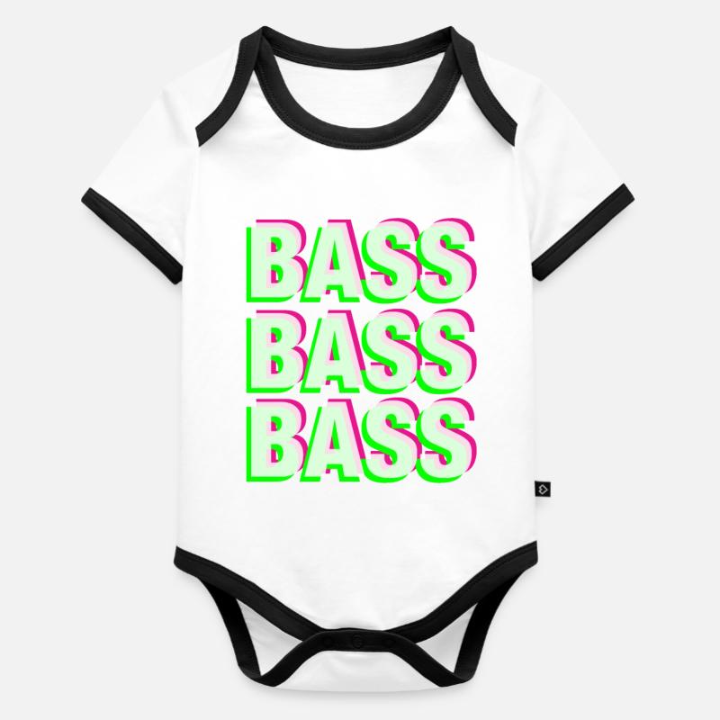Basse Gabber Frenchcore techno - Body Bébé bio contrasté manches courtes - blanc/noir 