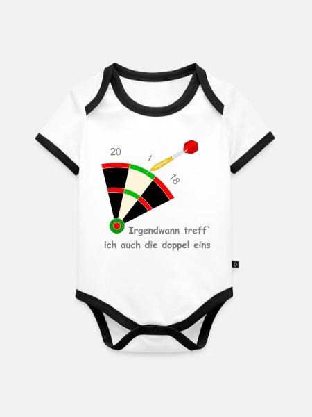 darts sport - Baby Bio-Kurzarm-Kontrastbody - Weiß/Schwarz