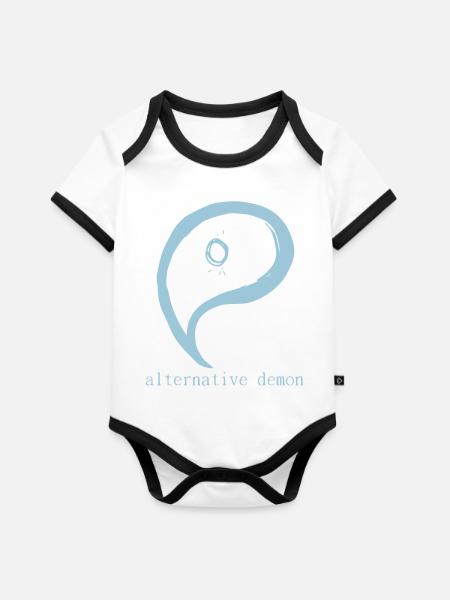 alternative demon - Baby Bio-Kurzarm-Kontrastbody - Weiß/Schwarz