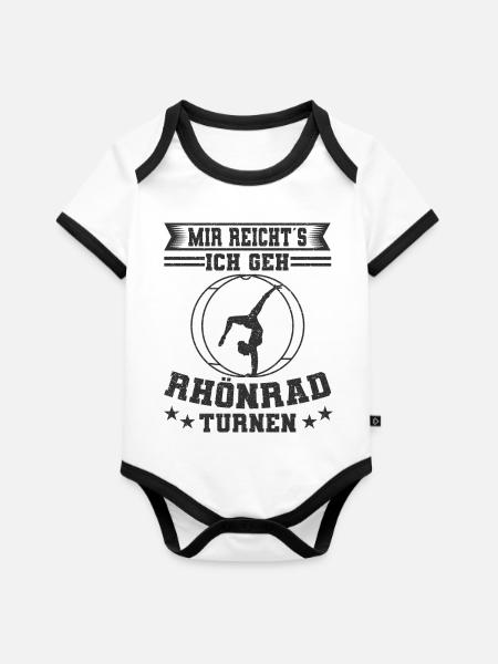 Rhönrad - Baby Bio-Kurzarm-Kontrastbody - Weiß/Schwarz