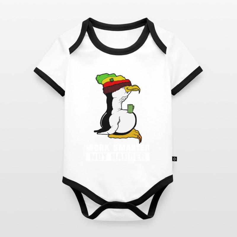 Linux Pinguin Kaffeepause Rasta Informatik PC Nerd Baby Bio-Kurzarm-Kontrastbody