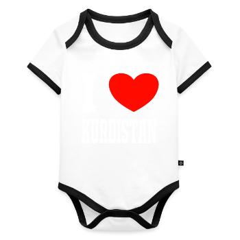 Kurdistan Kurde t shirt cadeau - Body Bébé bio contrasté manches courtes - blanc/noir  - Devant