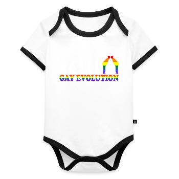 Schwul Gay Pride - Baby Bio-Kurzarm-Kontrastbody - Weiß/Schwarz  - Vorne