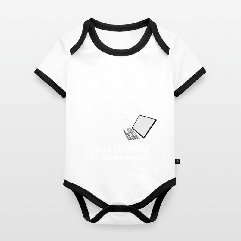 Programmer Cat Programmierer Computer Katze Baby Bio-Kurzarm-Kontrastbody