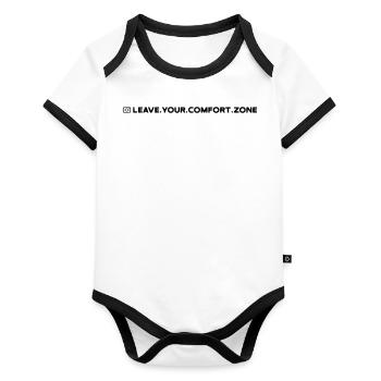LEAVE.YOUR.COMFORT.ZONE Streetwear « Home » - Body Bébé bio contrasté manches courtes - blanc/noir  - Devant