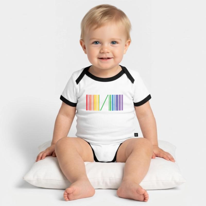 Be Different Gay Pride Barcode Strichcode Rainbow Baby Bio-Kurzarm-Kontrastbody