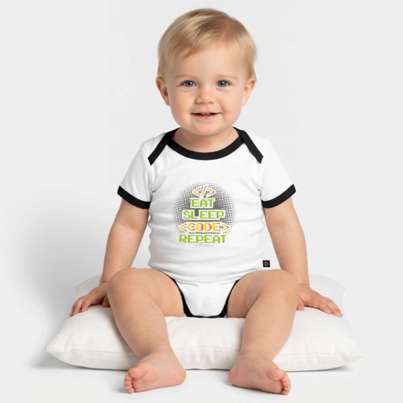 Funny Programmer Software Developer Baby Bio-Kurzarm-Kontrastbody