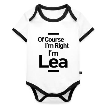 Lea Personalized Name Birthday Gift - Organic Baby Contrasting Bodysuit - white/black  - Front