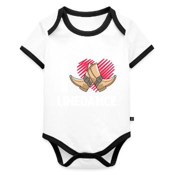 Linedance musique country western danse sport - Body Bébé bio contrasté manches courtes - blanc/noir  - Devant