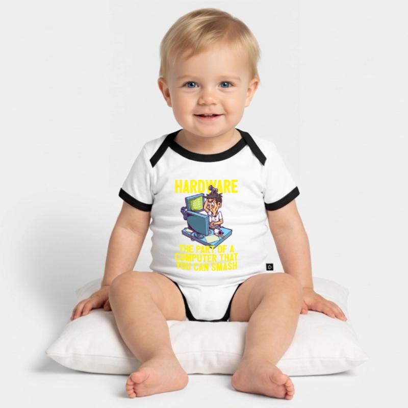 Smash PC Hardware Debugging IT Coder Informatics Organic Baby Contrasting Bodysuit