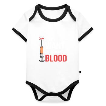 Donneur de sang Infirmière Docteur - Body Bébé bio contrasté manches courtes - blanc/noir  - Devant