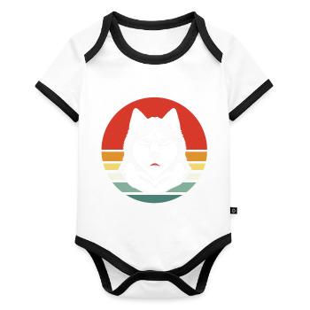 Malamute sled dog - Organic Baby Contrasting Bodysuit - white/black  - Front