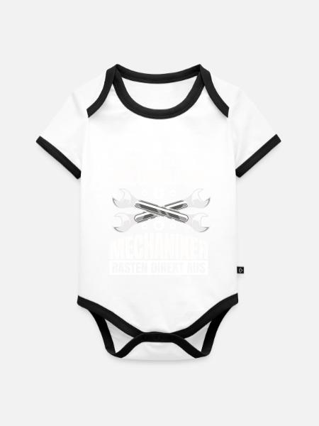 Mechaniker - Baby Bio-Kurzarm-Kontrastbody - Weiß/Schwarz 