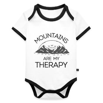 Les montagnes sont ma thérapie - Body Bébé bio contrasté manches courtes - blanc/noir  - Devant
