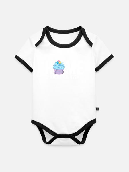Bäcker Backen Konditor - Baby Bio-Kurzarm-Kontrastbody - Weiß/Schwarz 