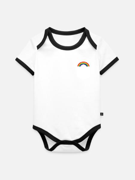 Gay Pride - Baby Bio-Kurzarm-Kontrastbody - Weiß/Schwarz