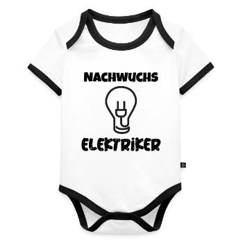 Nachwuchs Elektriker Elektrikerin Handwerker - Baby Bio-Kurzarm-Kontrastbody - Weiß/Schwarz  - Vorne