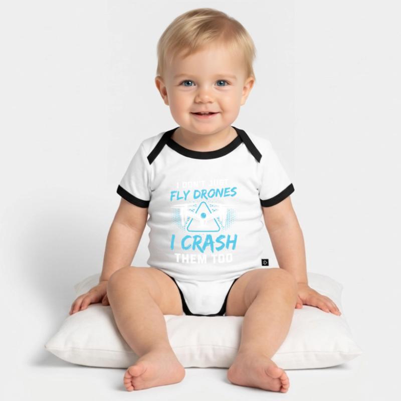 I Don’t Just Fly Drones Pilotes Drones Drones Drones drones drones Body Bébé bio contrasté manches courtes