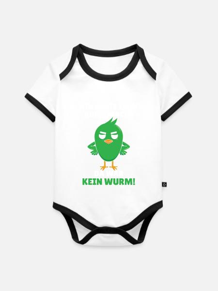 Der frühe Vogel - Baby Bio-Kurzarm-Kontrastbody - Weiß/Schwarz 