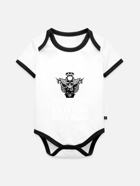 Lustiger Spruch Mechaniker Schrauber - Baby Bio-Kurzarm-Kontrastbody - Weiß/Schwarz