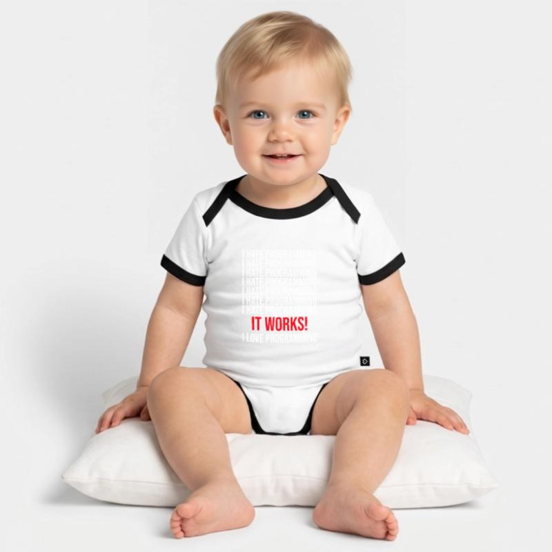 Programmer I hate programming Organic Baby Contrasting Bodysuit