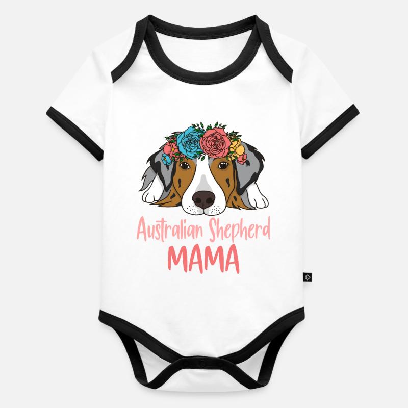 AUSSIE MAMA - Organic Baby Contrasting Bodysuit - white/black 