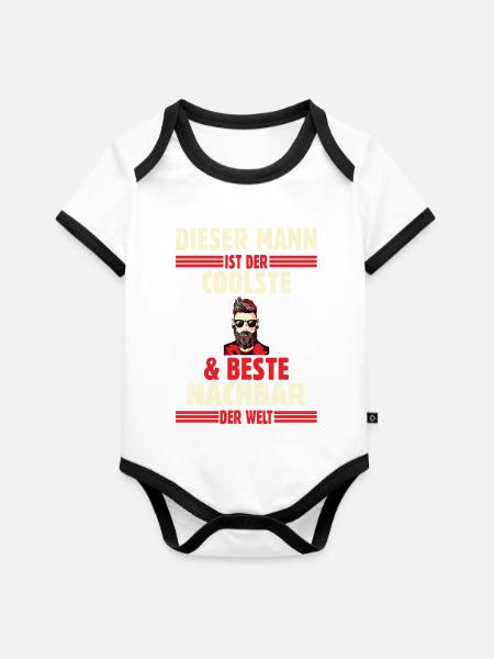 Nachbar - Baby Bio-Kurzarm-Kontrastbody - Weiß/Schwarz