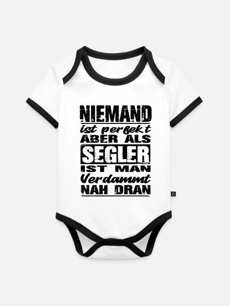 Segler - Baby Bio-Kurzarm-Kontrastbody - Weiß/Schwarz