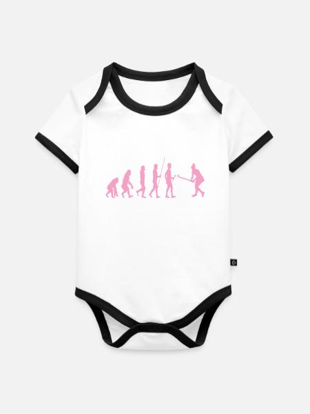 Feldhockey Evolution - Baby Bio-Kurzarm-Kontrastbody - Weiß/Schwarz