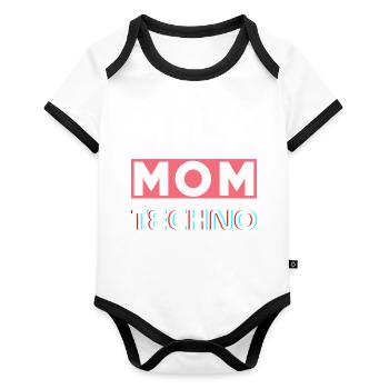 Milk Mom Techno - Baby Bio-Kurzarm-Kontrastbody - Weiß/Schwarz  - Vorne