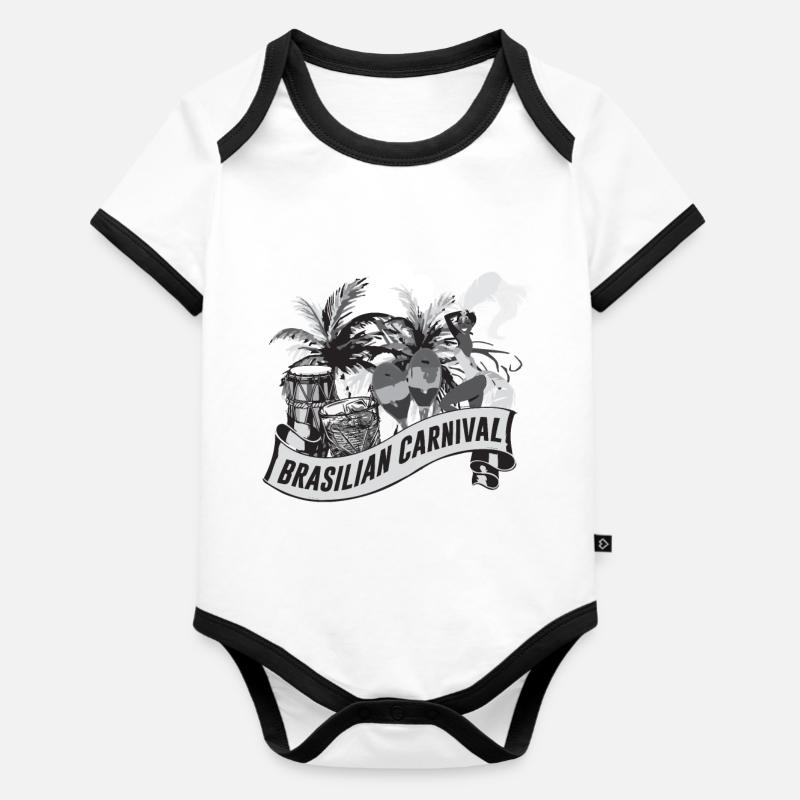 Brésil - Body Bébé bio contrasté manches courtes - blanc/noir 