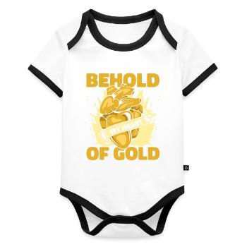 Mines d’or - Body Bébé bio contrasté manches courtes - blanc/noir  - Devant