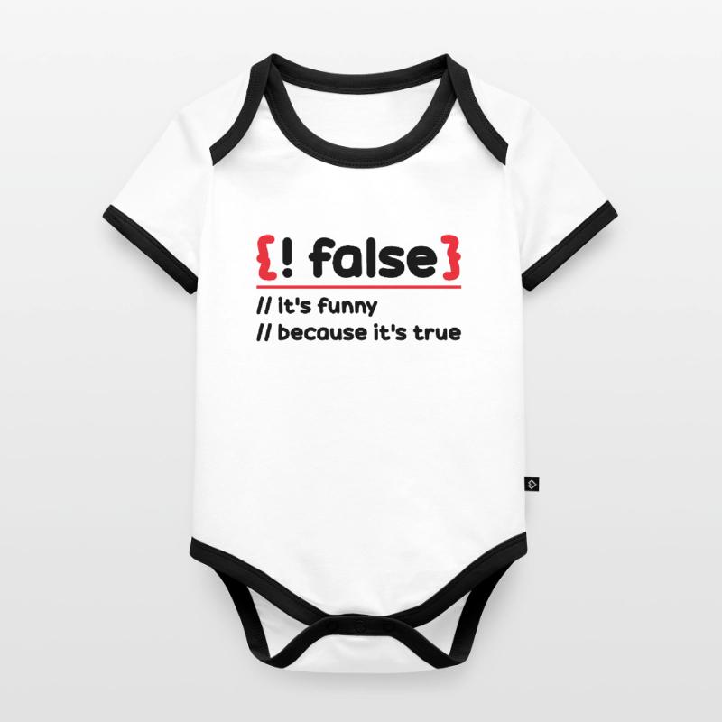 Programmeur Programmation Logiciel Codage Codeur Body Bébé bio contrasté manches courtes