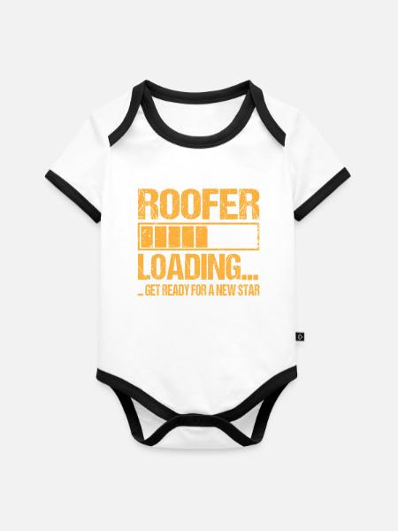 Dachdecker loading Dachdecker Ausbildung - Baby Bio-Kurzarm-Kontrastbody - Weiß/Schwarz
